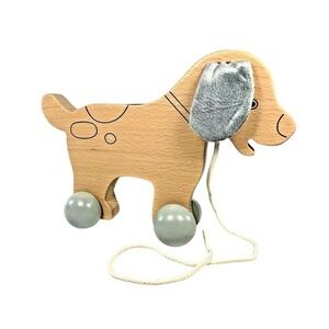 Hallmark Wooden Pull Toy Dog with‎ Fuzzy Ears and Wheels
